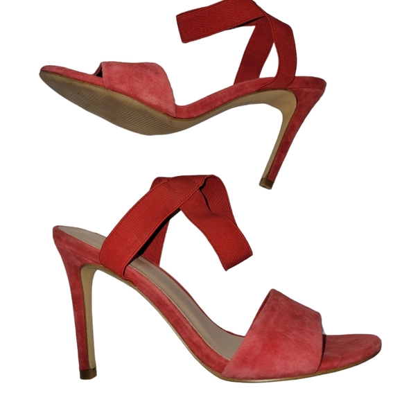 Aldo red Coicia suede and  elastic ankle strap 4" heels holiday - Picture 2 of 7
